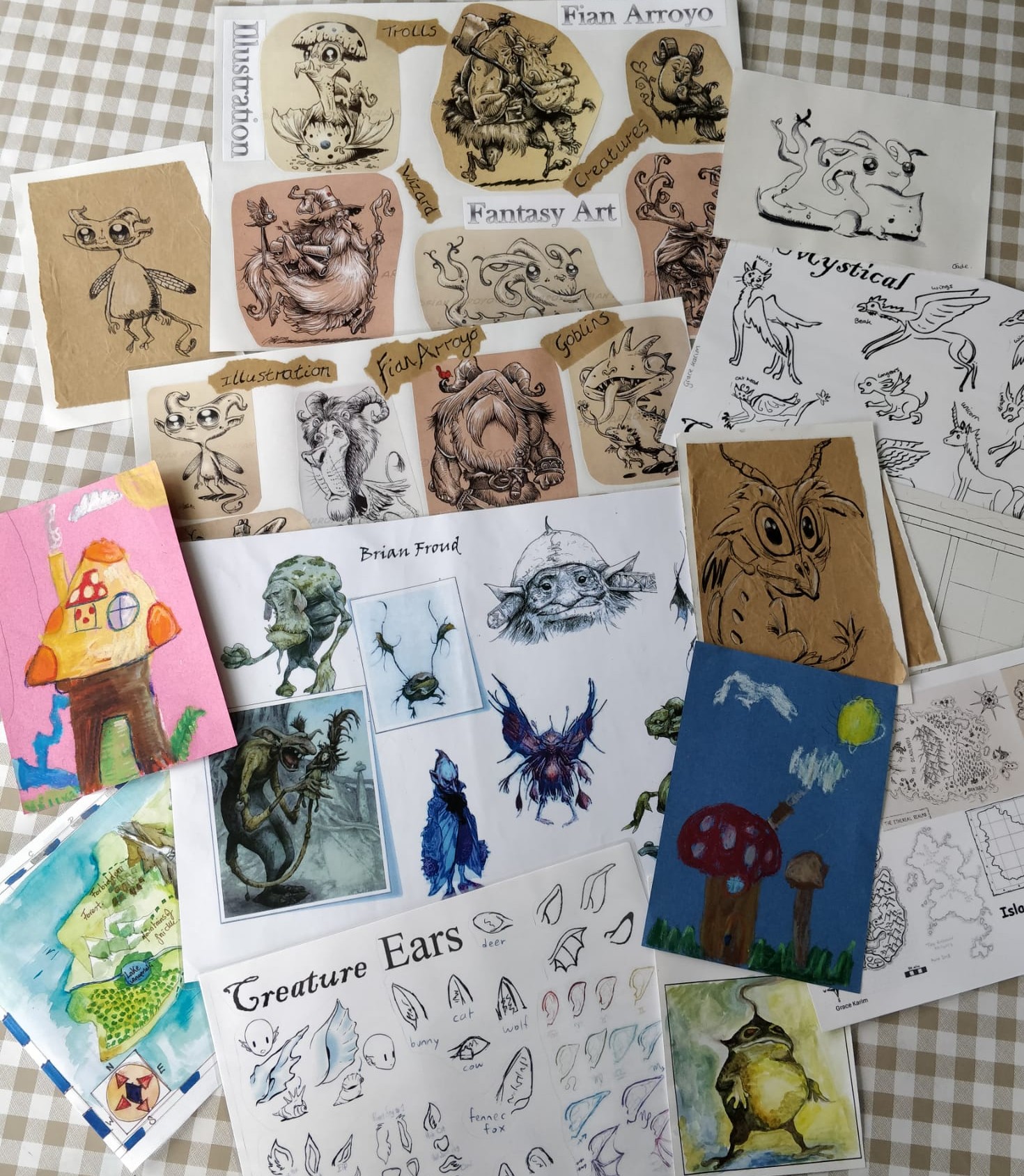 Fantasy art project featuring creature drawings, paintings, maps and artist inspiration